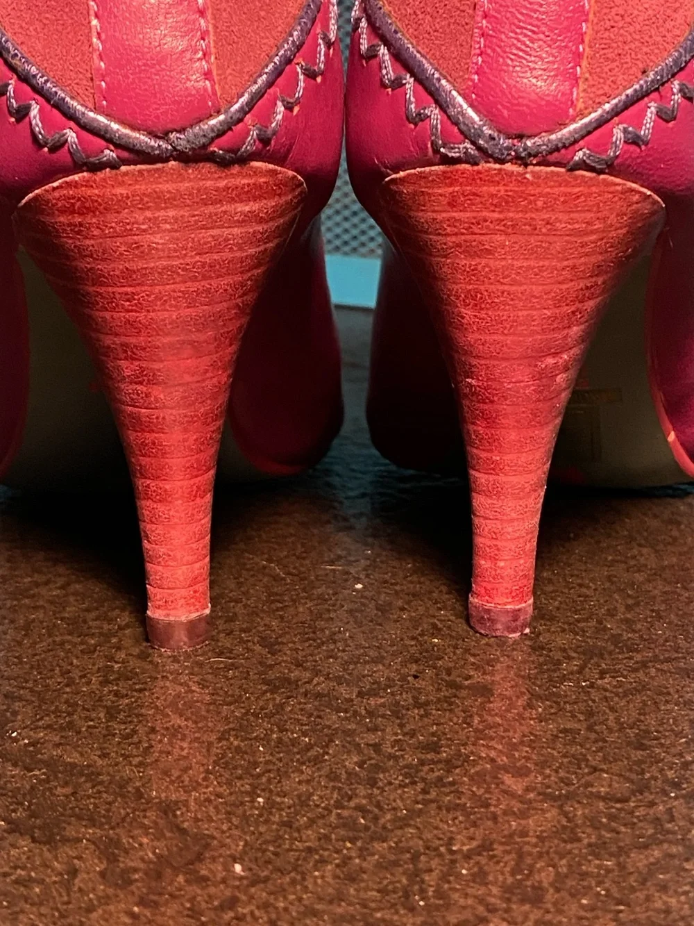 Irregular Choice Poetic License ankle bootie shoes,pink/purple leather,EUC, US 7